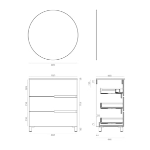 Ensemble de salle de bain MEMPHIS 3C, Alday, 80 cm, Teka