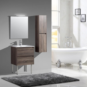 Ensemble meuble de salle de bain une vasque 80 cm marron Aquadoli