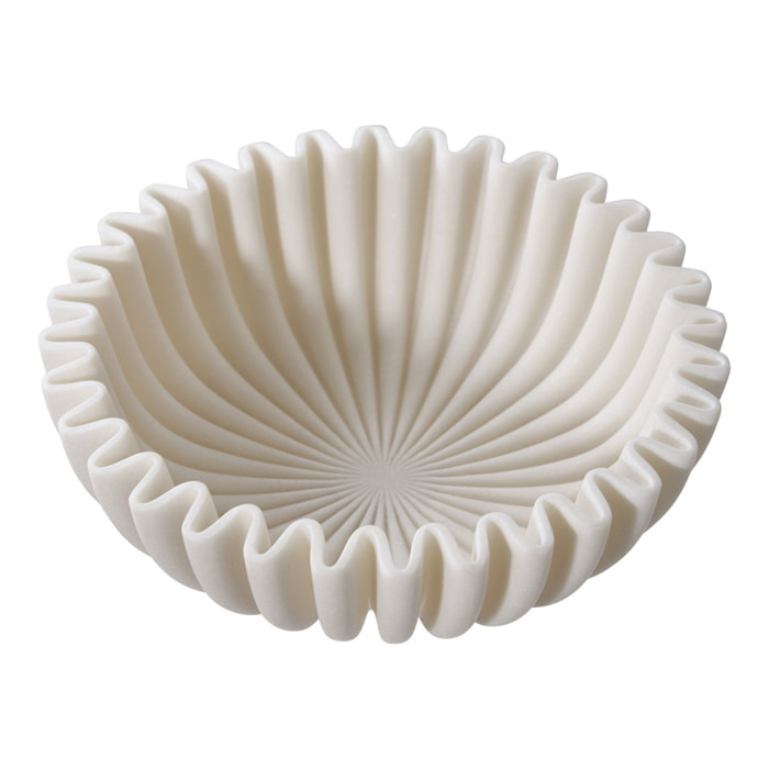 Ciotola decorativa in poliresina beige con costolature ø20x6,5 cm