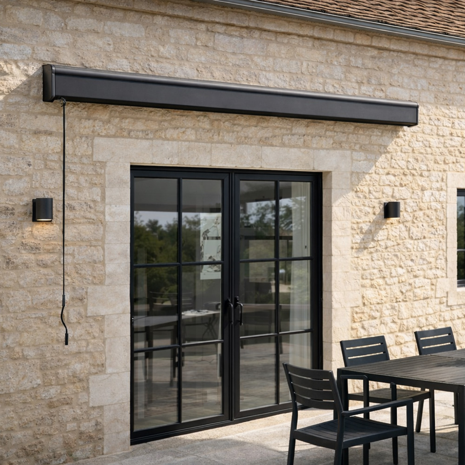 VALFENERA Store banne motorisé 3,95 x 3 m en aluminium avec toile gris