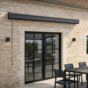 VALFENERA Store banne motorisé 3,95 x 3 m en aluminium avec toile gris