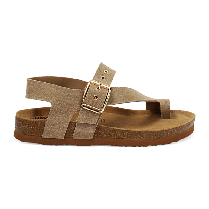 Sandali bio taupe con suola comfort