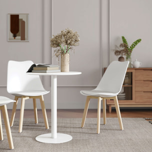 Mesa de Comedor Redonda para 2 Personas Mesa de Cocina de Acero para Interior y Exterior Ø60x72 cm Blanco