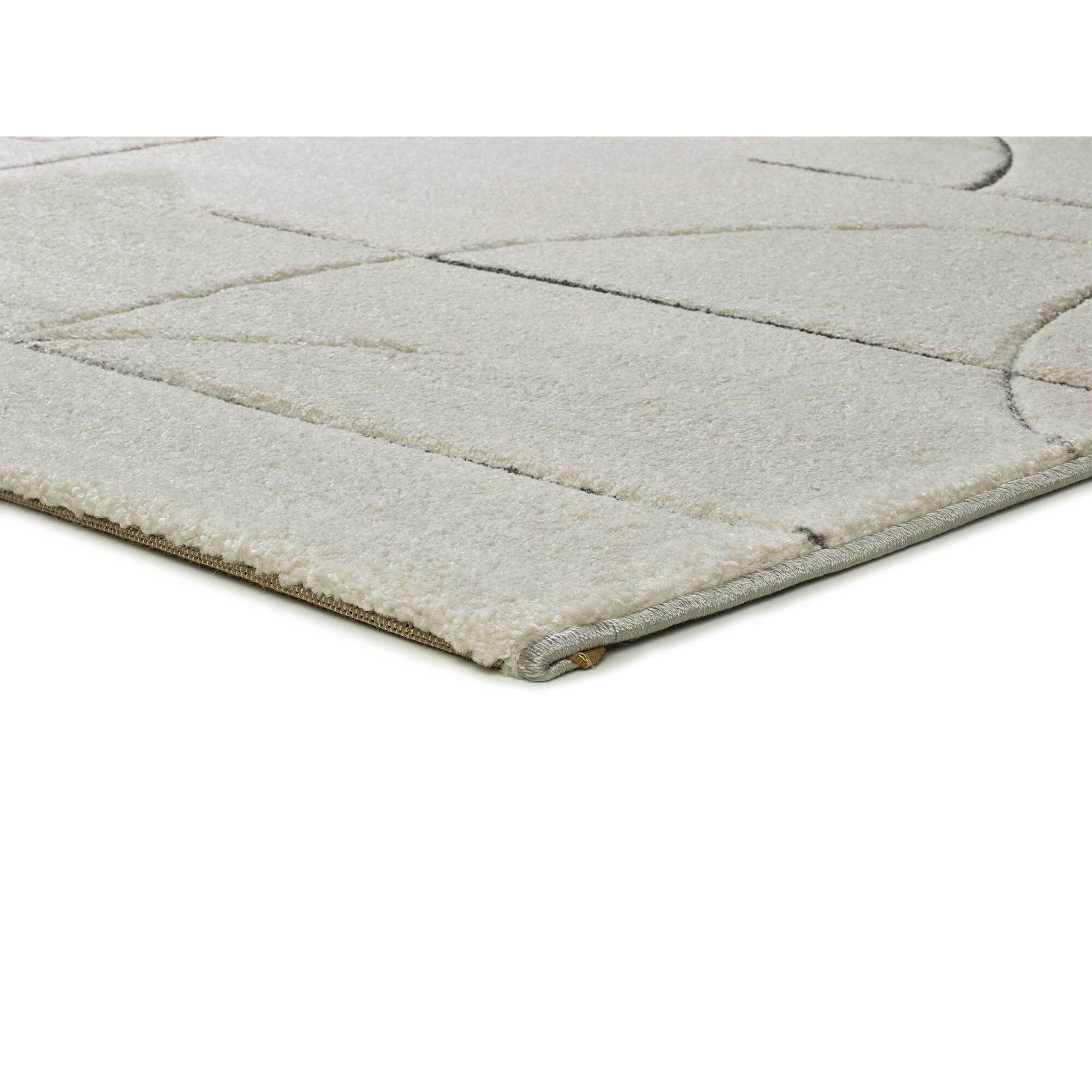 LENA Alfombra geométrica con lí­neas en tonos crema, varias medidas disponibles
