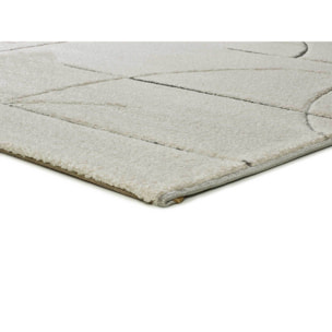 LENA Alfombra geométrica con lí­neas en tonos crema, varias medidas disponibles