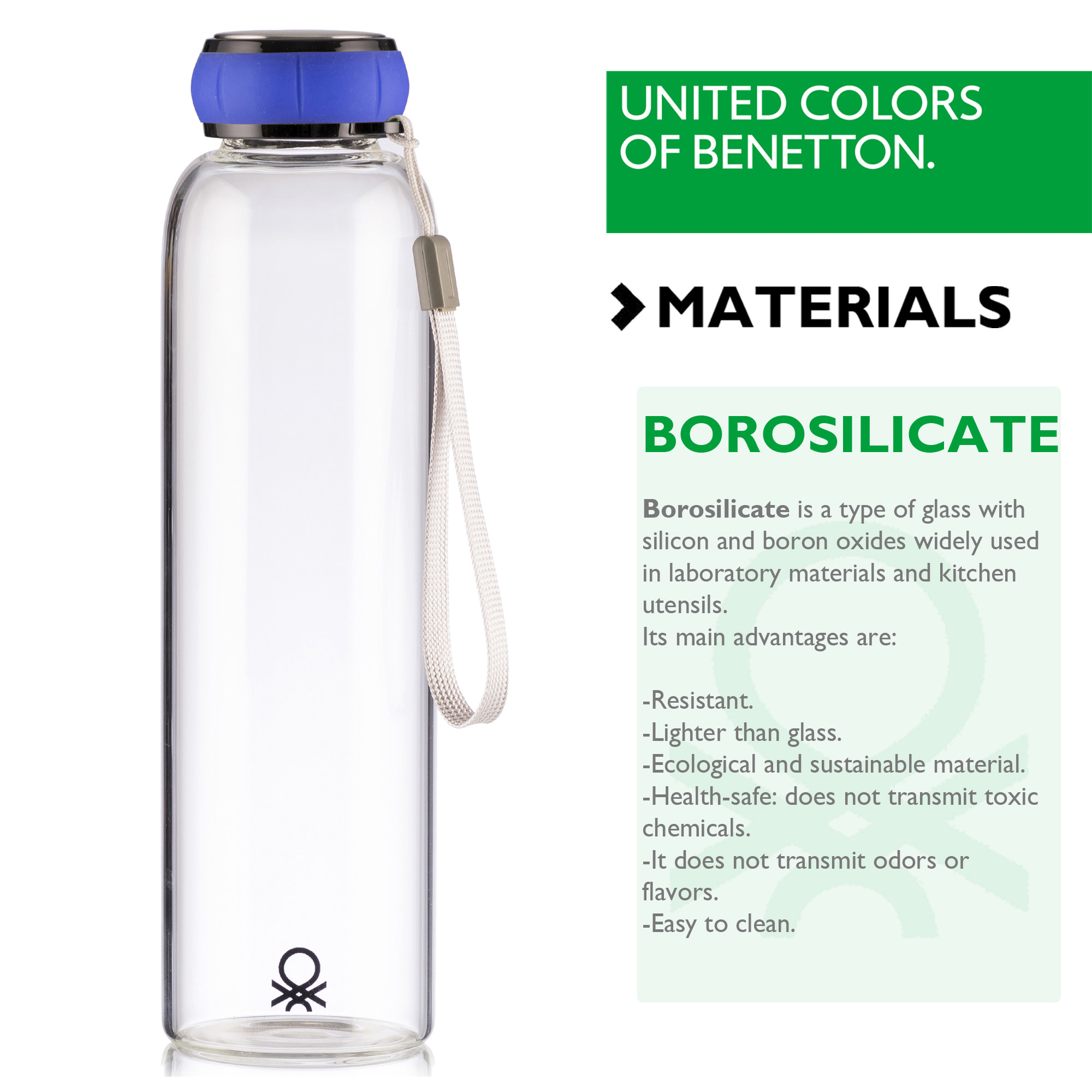 Botella agua  azul  benetton