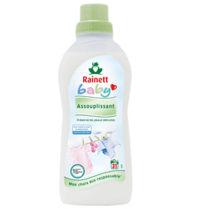 Pack de 8 - Rainett - Baby Assouplissant Ecologique Camomille 750ml - 31 lavages