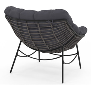 Fauteuil de jardin Lois rotin et coussin gris