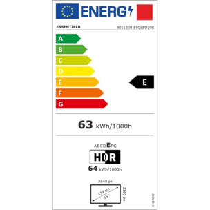 TV QLED ESSENTIELB 55QLED308-55 pouces (139cm)