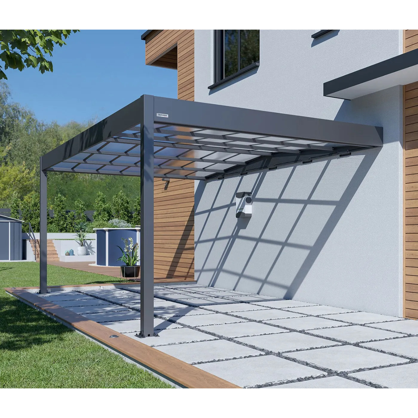 Carport adossé aluminium Trigano - LIBECCIO WALL - 16 m²