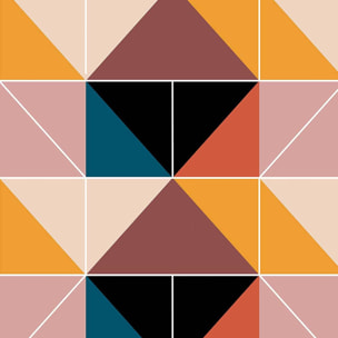 Affiche patchwork scandinave Affiche + cadre en bois - Chêne