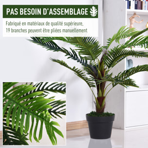 Outsunny Palmier artificiel hauteur 123 cm arbre artificiel décoration plastique fil de fer pot inclus vert