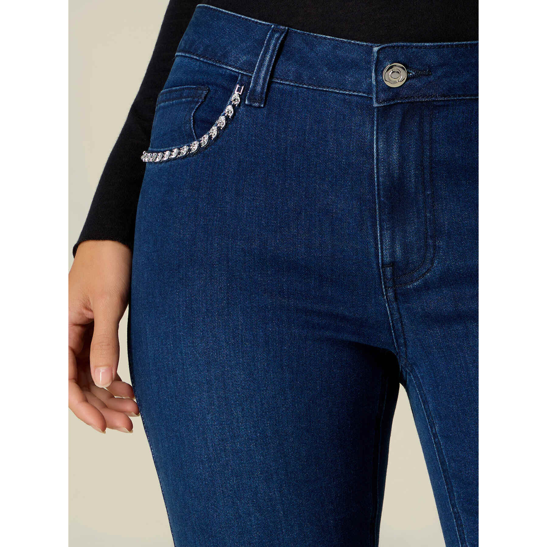 Oltre - Jeans flare con cristalli - Blu