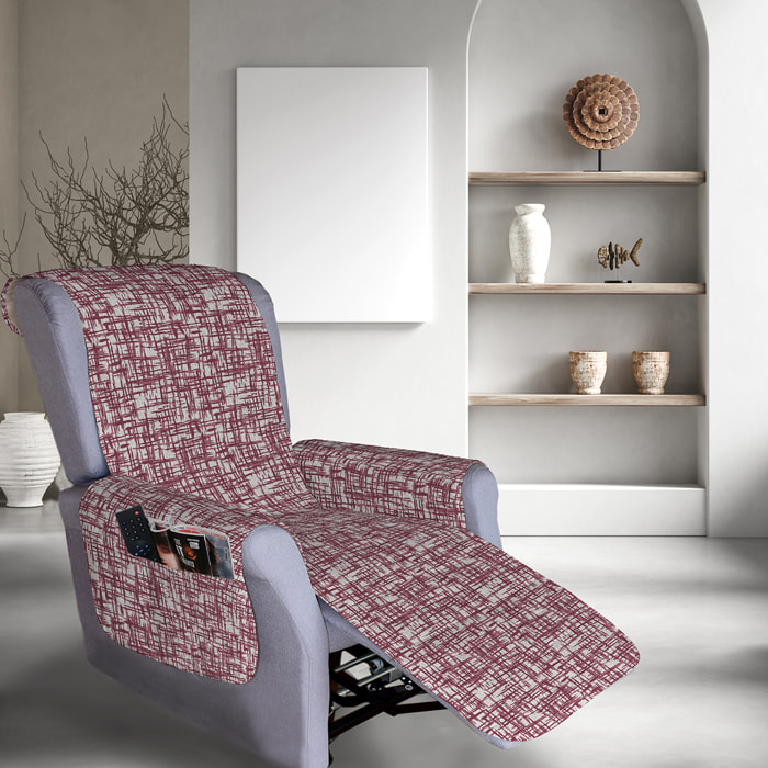 Copripoltrona trapuntato per poltrona relax reticolo rosso