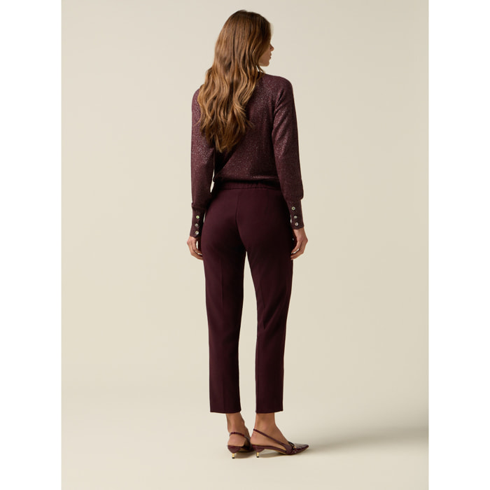 Oltre - Pantalones regular de pana - Burgundy