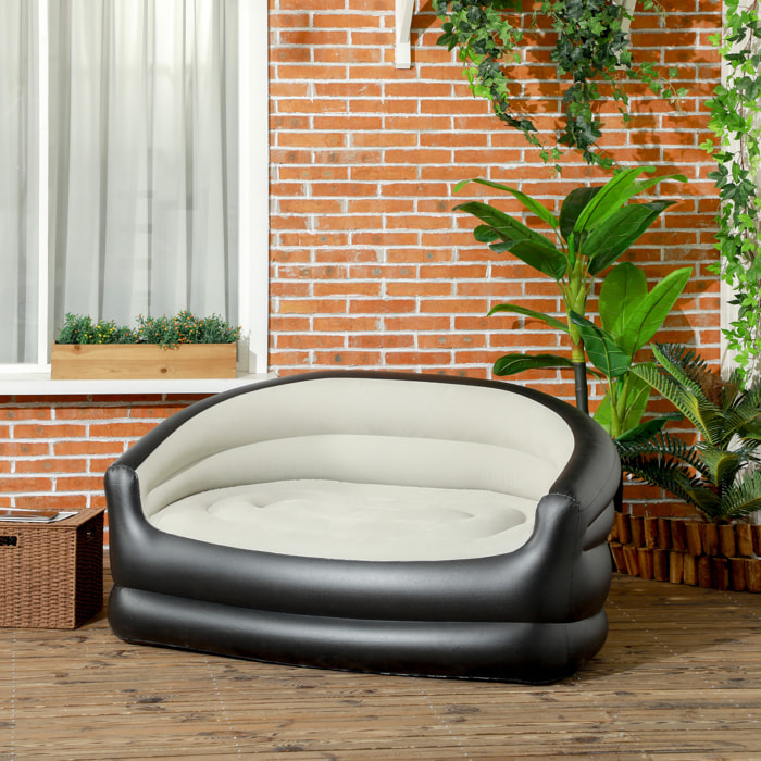 Canapé gonflable pour l'extérieur 2 places canapé d'air dim. 138L x 87l x 71H cm gris noir