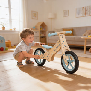 Bicicleta sin pedales BUBBLE BIKE bici infantil de madera diseño azul