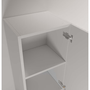 Colonne Façade Ondulee 35x30x120 cm - 2 Portes en MDF Blanc - MILO