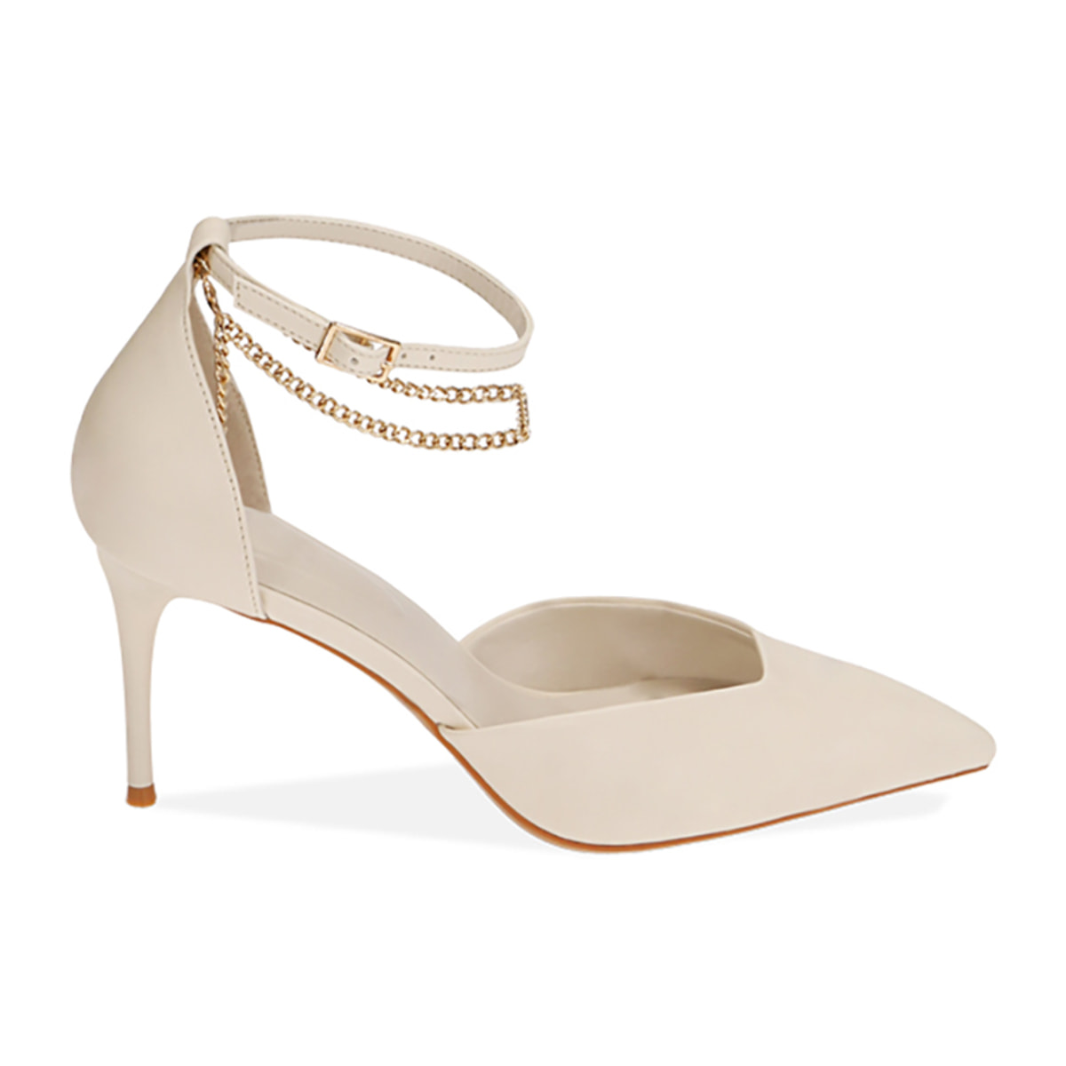 Zapatos de salón color crema, tacón de 8 cm
