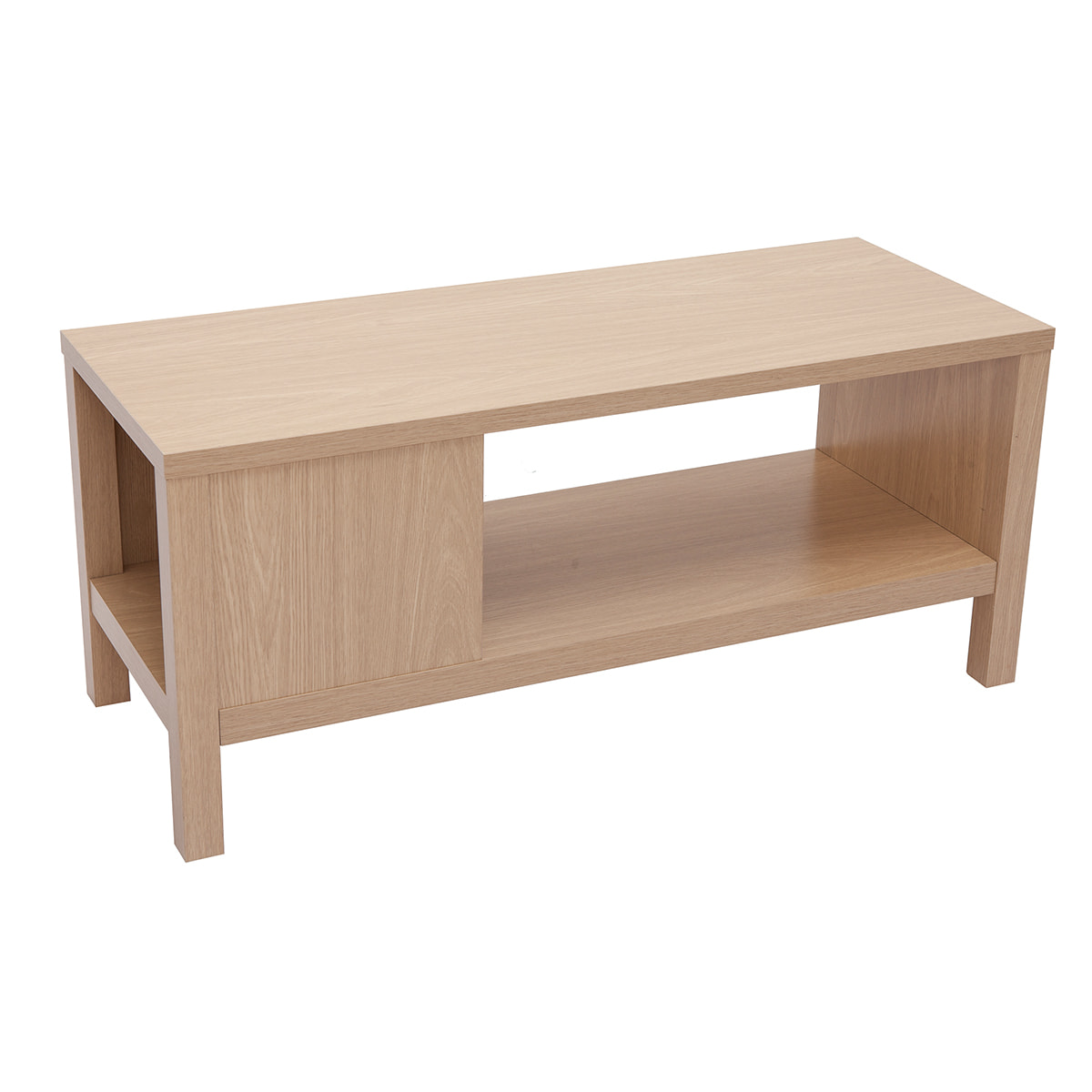 Banc d'entrée avec rangement finition bois clair chêne avec coussin banquette grège L100 cm GUMBY