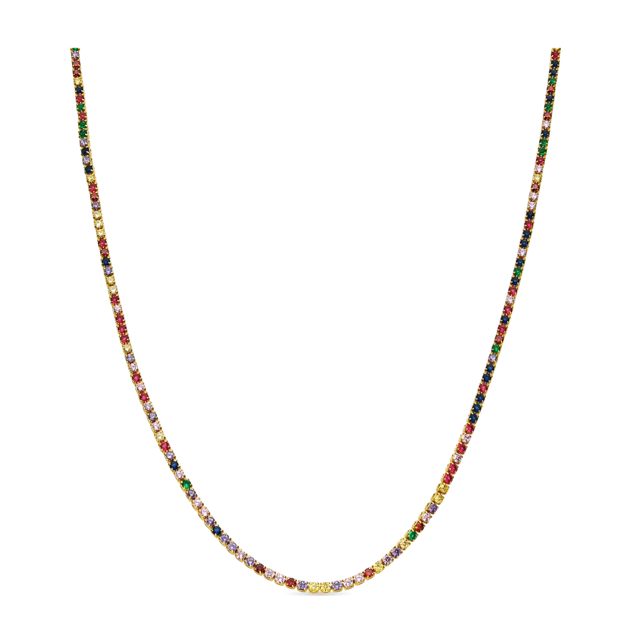 Collar con Circonita Multicolor acabado oro 18k
