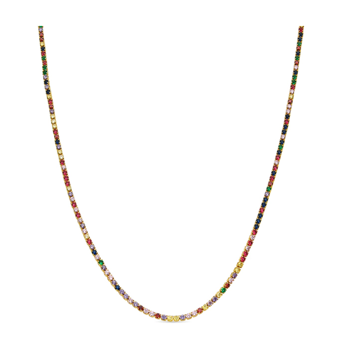 Collar con Circonita Multicolor acabado oro 18k