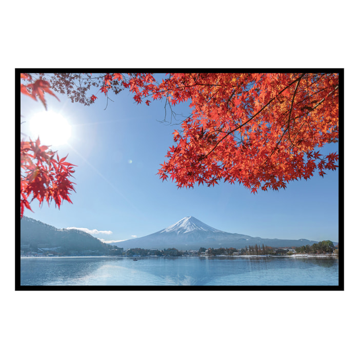 Affiche encadrée mont Fuji automne Japon Affiche + cadre en métal - Noir