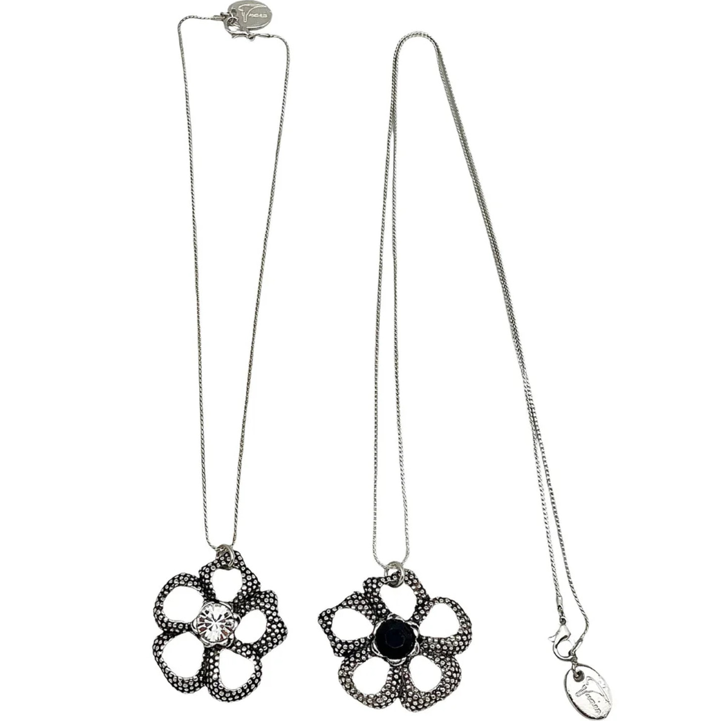Conjunto doble collar intercambiale flor plata