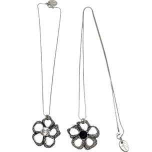 Conjunto doble collar intercambiale flor plata