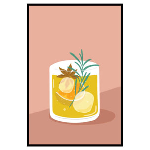 Affiche encadrée cocktail jaune épices Affiche + cadre en métal - Noir