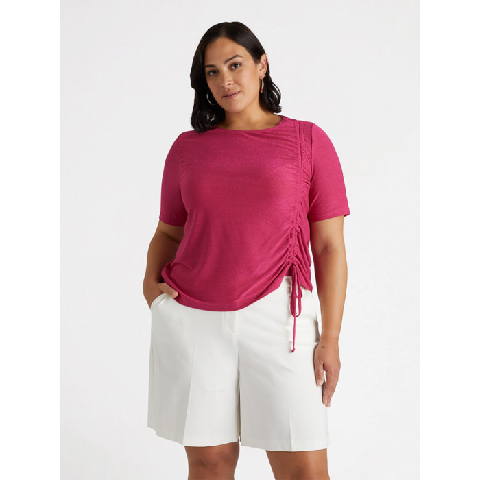 Fiorella Rubino - Camiseta de lúrex con cordón ajustable - Fuchsia
