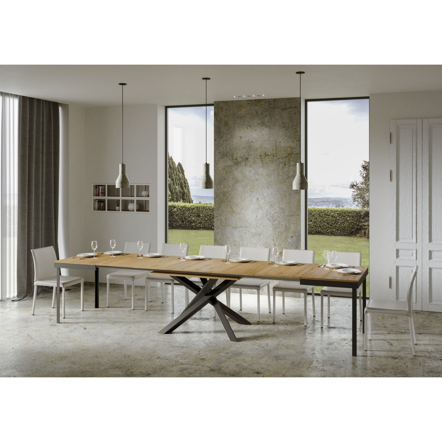 Table extensible 90x120/380 cm Volantis Evolution Chêne Nature cadre Anthracite