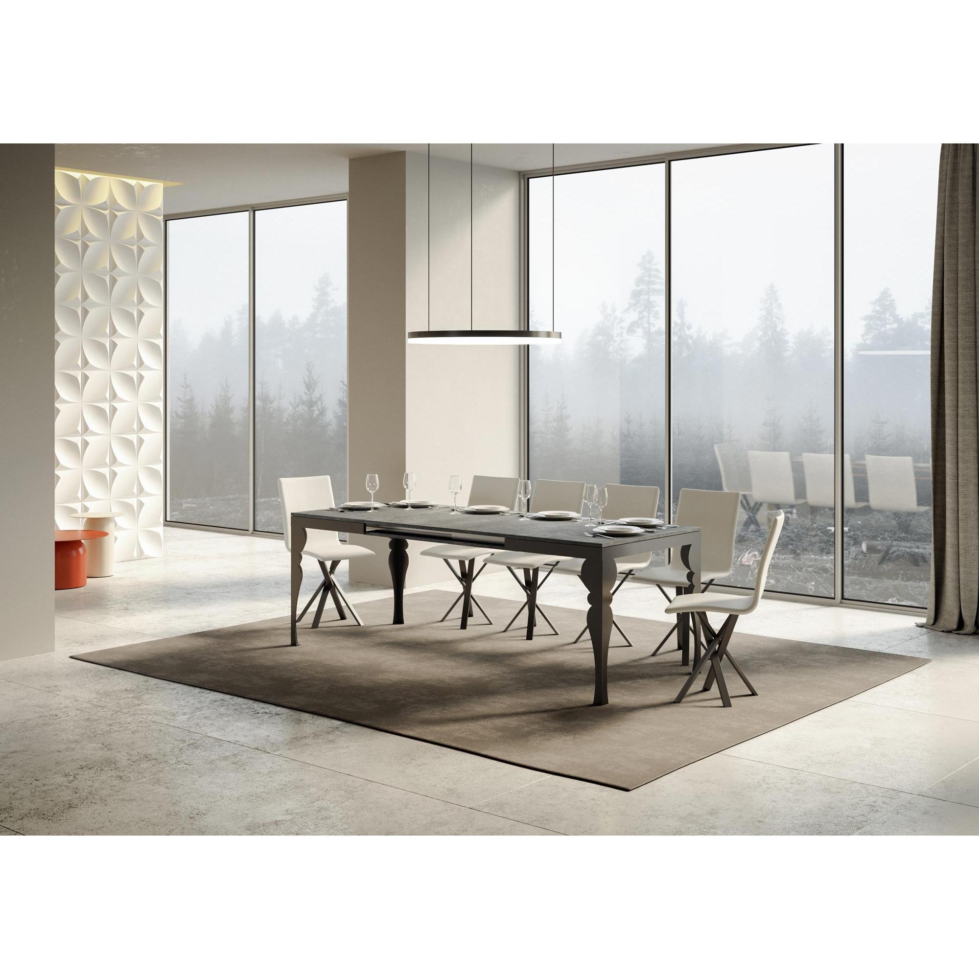 Mesa extensible 90x160/264 cm Paxon Evolution Cemento estructura Antracita