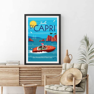 Affiche Voyage à Capri Affiche + cadre en bois - Noir