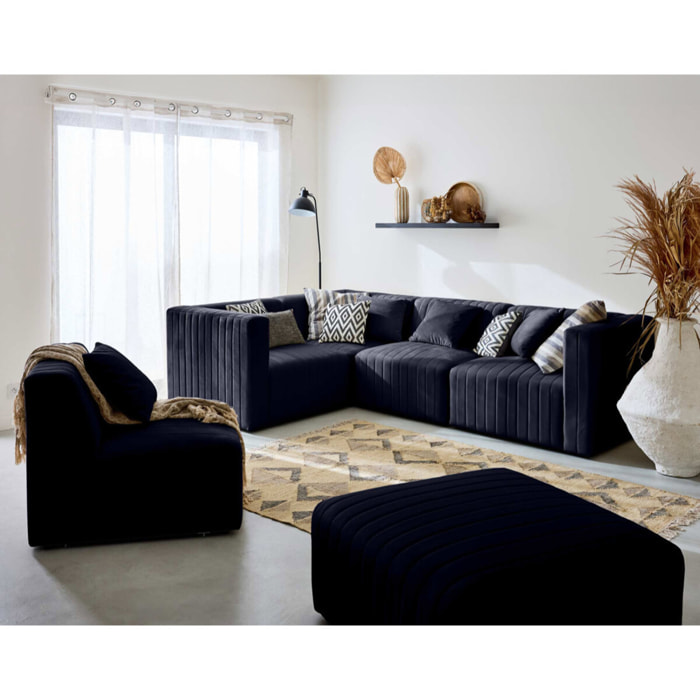 Nova - module d'assise sans accoudoirs - en velours - Bleu marine