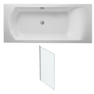 Pack baignoire droite 180 X 80 Ove + pare bain chromé