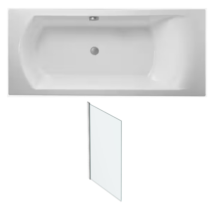 Pack baignoire droite 180 X 80 Ove + pare bain chromé