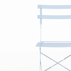 Lot de 2 chaises de jardin en métal bleu pastel, pliantes - Kayla