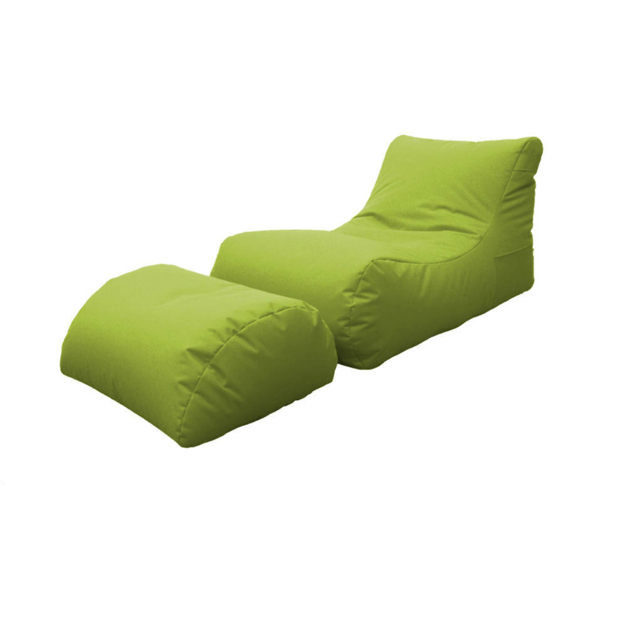 Chaise Longue moderna da soggiorno, Made in Italy, Poltrona con poggiapiedi in Nylon, Pouf imbottito per camera da letto, cm 120x80h60, colore Verde