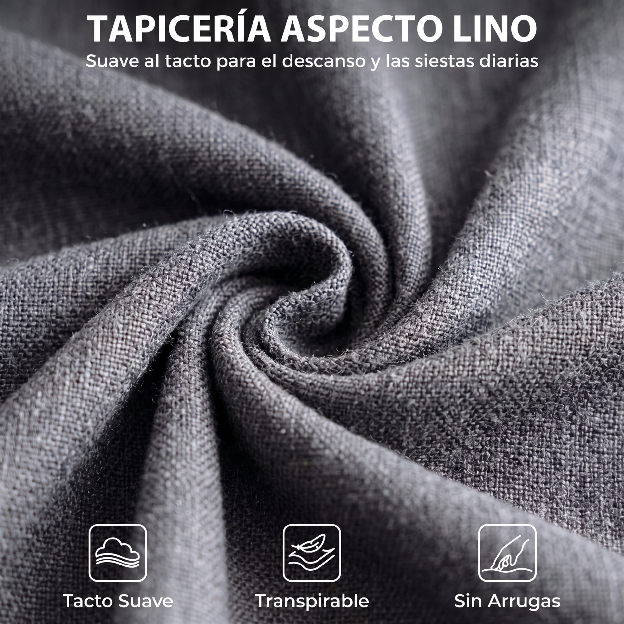 Sillón Relax Reclinable, Sillón Reclinable Manual, Tapizado en Lino, Instalación Rápida, Reposapiés, Muelles Ensacados, Respaldo Alto Grueso y Patas de Madera para Salón, Oficina, Gris Oscuro