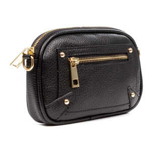 Asola bolso bandolera, de piel auténtica acabado dollaro.