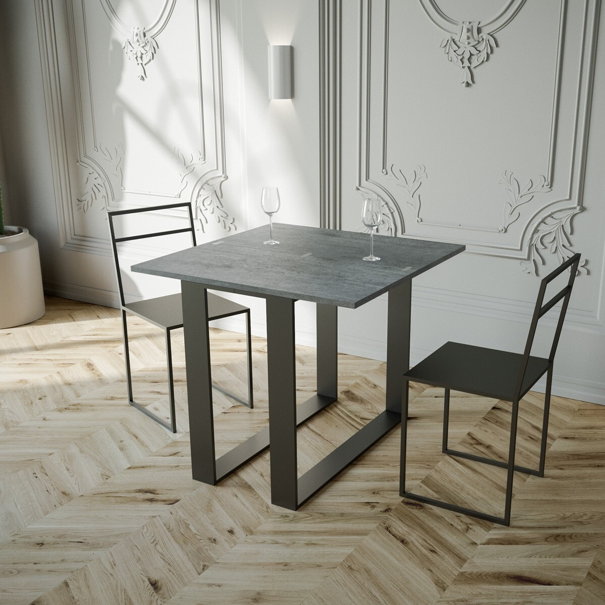 Consolle apribile 90x45/90 cm Elettra Libra Cemento telaio Antracite.