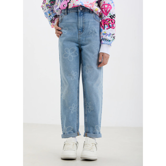 Jeans mom fit stampa fiori