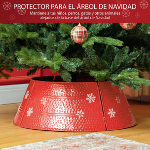 HOMCOM Collar para Árbol de Navidad, Falda para Árbol de Navidad de Metal, Impermeable, Decoración para Fiestas, Hogar, 66x66x23 cm, Rojo