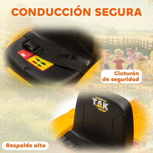 Tractor Eléctrico para Niños con Remolque Desmontable y Pala, Tractor de Juguete de Batería 12V, Motor Doble, Control Remoto 2,4G, Luces, Música, Conexión Inalámbrica, USB para Niños +3 Años
