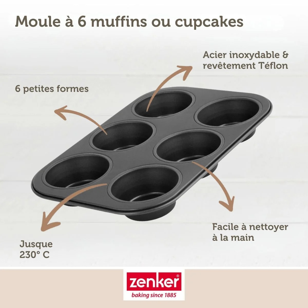 Moule à muffins 6 empreintes 28 x 19 cm Zenker Black Metallic