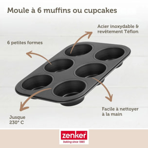Moule à muffins 6 empreintes 28 x 19 cm Zenker Black Metallic
