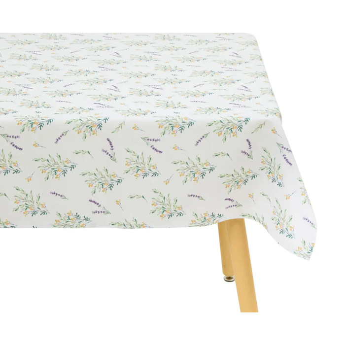 Nappe Garrigue 240x140cm blanc imprimé plantes