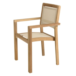 FUN - Ensemble de jardin en bois teck et textilène 10/12 personnes