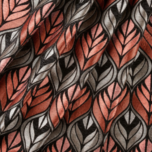 Rideau motif art déco  - Effet velours à oeillets - Orange corail